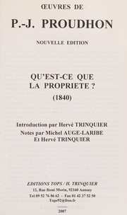Front cover of Qu'est-ce que la propriété ? (1840) by P.-J. Proudhon
