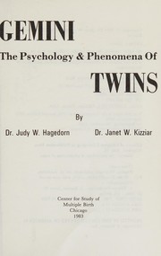 Cover of Gemini by Judy W. Hagedorn
