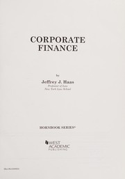 Front cover of Corporate Finance by Jeffrey J. Haas