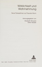 Front cover of Wirklichkeit und Wahrnehmung by Elisabeth Strowick