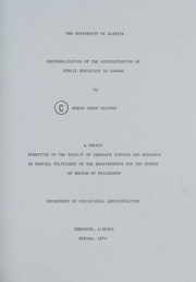Front cover of Regionalization of the administration of public education in Canada by Robin James Chapman