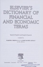 Front cover of Elsevier's dictionary of financial and economic terms by Martha Uriona