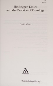 Front cover of Heidegger, ethics, and the practice of ontology by Webb, David.
