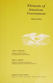 Front cover of Elements of American Government by John Henry Ferguson