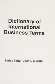 Cover of Dictionary of international business terms by John Owen Edward Clark