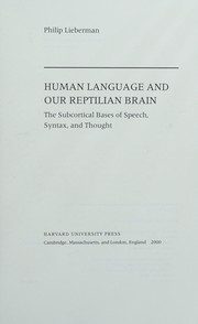 Front cover of Human language and our reptilian brain by Philip Lieberman