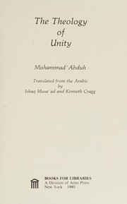 Cover of The theology of unity by Muḥammad ʻAbduh