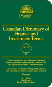 Front cover of Canadian dictionary of finance and investment terms by Jerry White