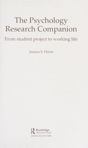 Front cover of Psychology Research Companion by Jessica S. Horst