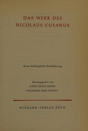 Cover of Das Werk des Nicolaus Cusanus by Cardinal Nicholas of Cusa