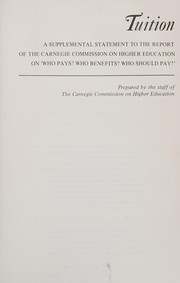 Cover of Tuition by Carnegie Commission on Higher Education.