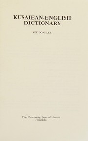 Cover of Kusaiean-English dictionary by Yi, Ki-dong