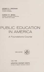 Front cover of Public education in America by George Righter Cressman