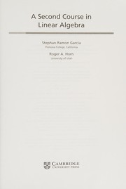 Cover of Second Course in Linear Algebra by Stephan Ramon Garcia