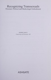 Cover of Recognizing transsexuals by Zowie Davy