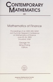 Front cover of Mathematics of finance by AMS-IMS-SIAM Joint Summer Research Conference on Mathematics of Finance (2003 Snowbird, Utah)