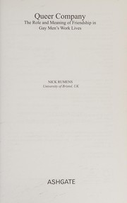 Cover of Queer company by Nick Rumens