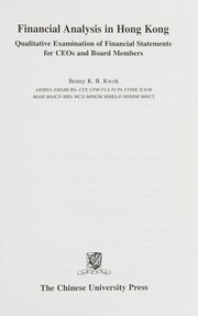 Front cover of Financial analysis in Hong Kong by Benny K. B. Kwok