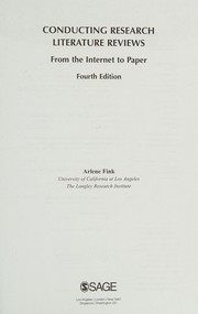 Cover of Conducting Research Literature Reviews by Arlene Fink