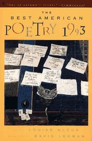 Front cover of The Best American Poetry 1993 by Louise Glück