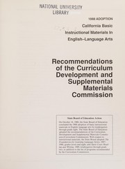 Cover of Recommendations of the Curriculum Development and Supplemental Materials Commission by California. Curriculum Development and Supplemental Materials Commission
