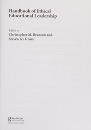 Front cover of Handbook of Ethical Educational Leadership by Christopher M. Branson