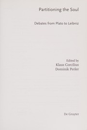 Front cover of Partitioning the Soul by Klaus Corcilius