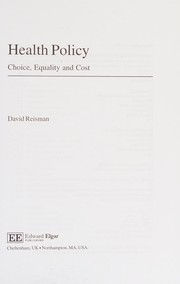 Cover of Health Policy by David A. Reisman
