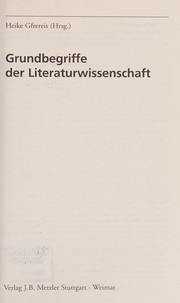 Front cover of Grundbegriffe der Literaturwissenschaft by Heike Gfrereis