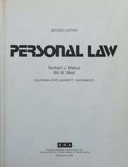 Cover of Personal law by Norbert J. Mietus