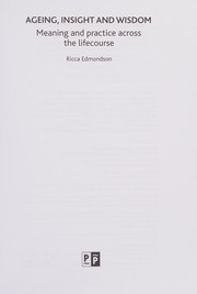 Cover of Ageing, Insight and Wisdom by Ricca Edmondson