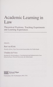 Cover of Academic Learning in Law by Bart van Klink