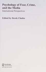 Front cover of Psychology of Fear, Crime and the Media by Derek Chadee