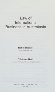 Cover of Law of International Business in Australasia by Robin Burnett
