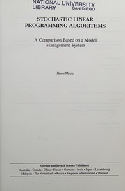 Cover of Stochastic linear programming algorithms by János Mayer