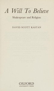 Cover of Will to Believe by David Scott Kastan (editor)