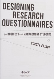 Front cover of Designing Research Questionaires for Business and Management Students by Yuksel Ekinci