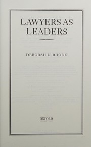 Front cover of Lawyers As Leaders by Deborah L. Rhode