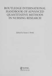 Front cover of Routledge International Handbook of Advanced Quantitative Methods in Nursing Research by Susan J. Henly
