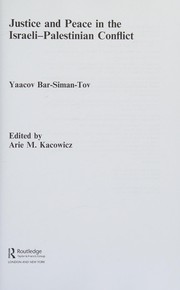 Front cover of Justice and Peace in the Israeli-Palestinian Conflict by Yaacov Bar Siman Tov