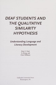 Front cover of Deaf students and the qualitative similarity hypothesis by Peter V.. Paul
