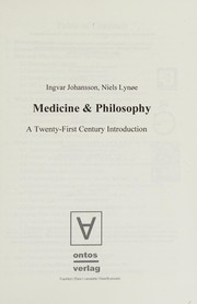Front cover of Medicine and Philosophy by Ingvar Johansson