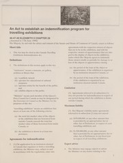 Cover of Canada Travelling Exhibitions Indemnification Program by Canada