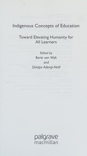 Front cover of Indigenous concepts of education by Berte Van Wyk