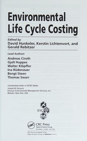 Front cover of Environmental life cycle costing by David Hunkeler