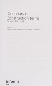 Cover of Dictionary of Construction Terms by Simon Tolson