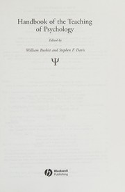 Cover of Handbook of the teaching of psychology by William Buskist