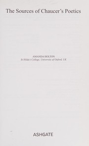 Front cover of The sources of Chaucer's poetics by Amanda Holton