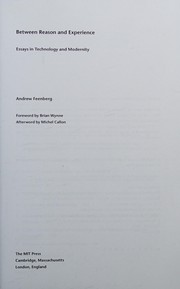 Cover of Between reason and experience by Andrew Feenberg