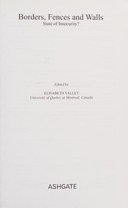 Front cover of Borders, Fences and Walls by Élisabeth Vallet